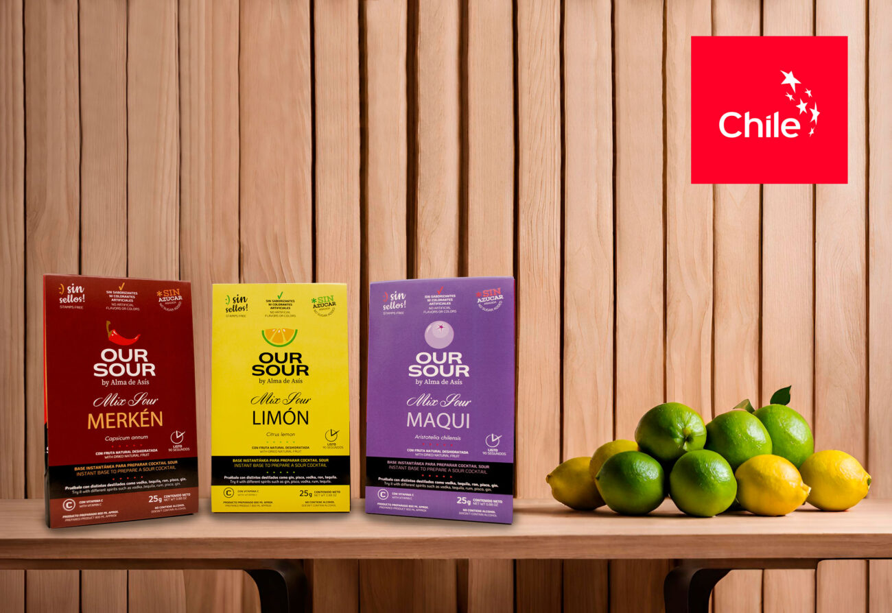productos our sour para preparar pisco sour con marca chile