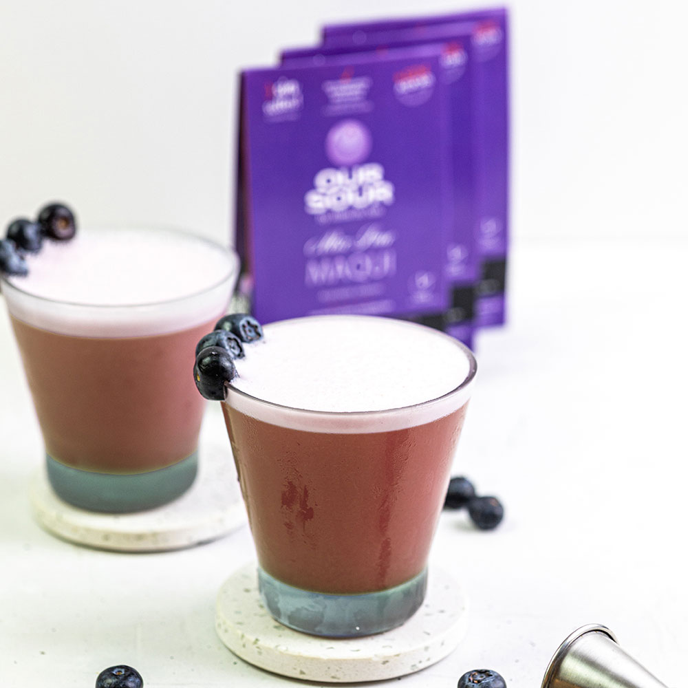 mocktail sour sin alcohol preparado con mix sour maqui en polvo