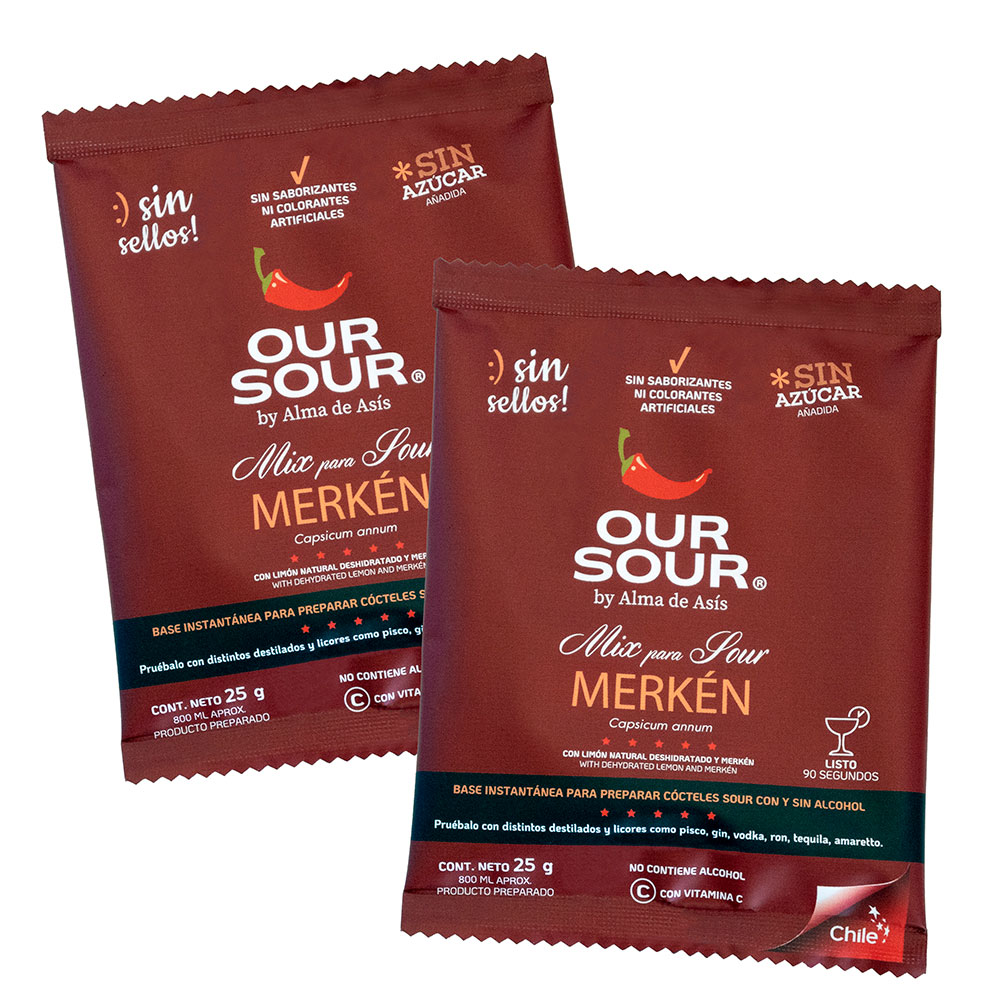 2 sachets de Our SOur Merkén para preparar Ramazzotti Sour